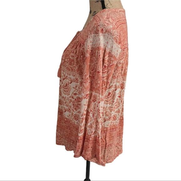 Lucky brand Mauve and white Oversized Boho Peasant Blouse Size Small - Picture 3 of 9